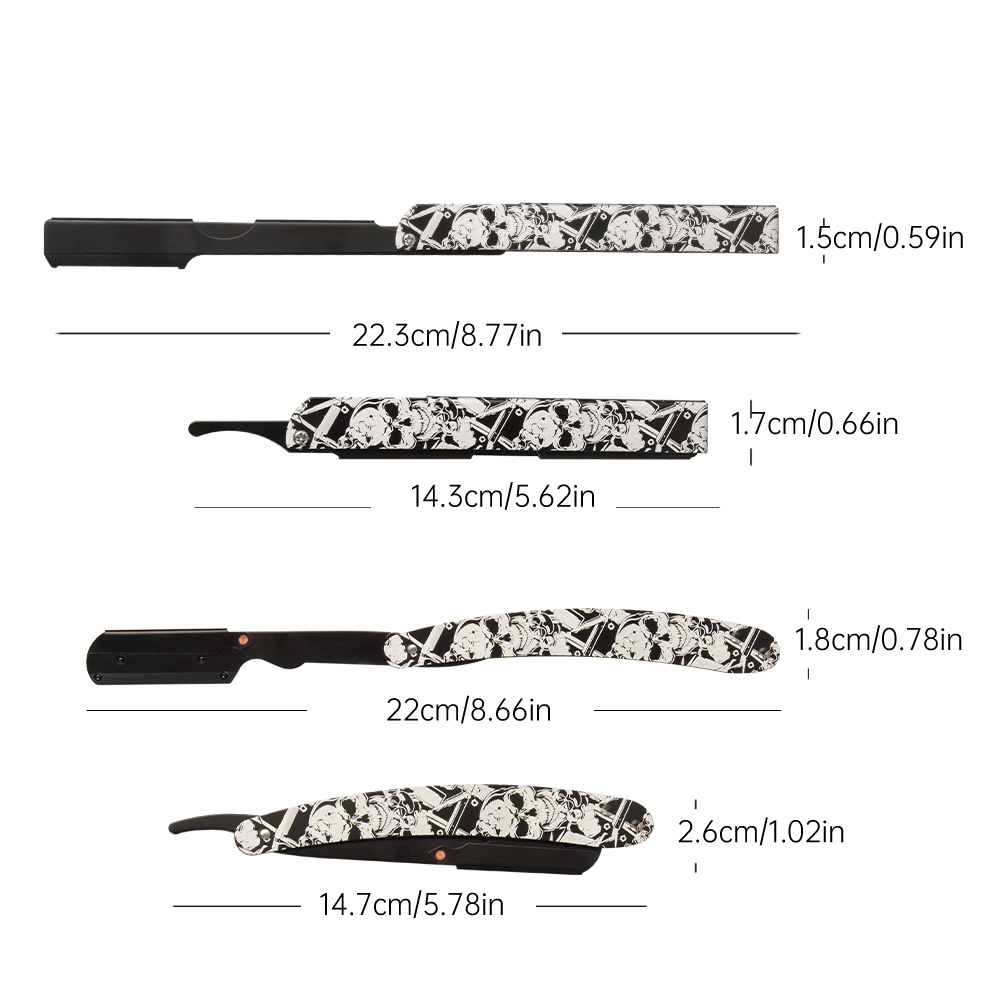 빈티지 해골 아트 프린트 손잡이가 있는 구식 면도기,  - Men'S Grooming Eyebrow Trimming 리뷰 및 가격